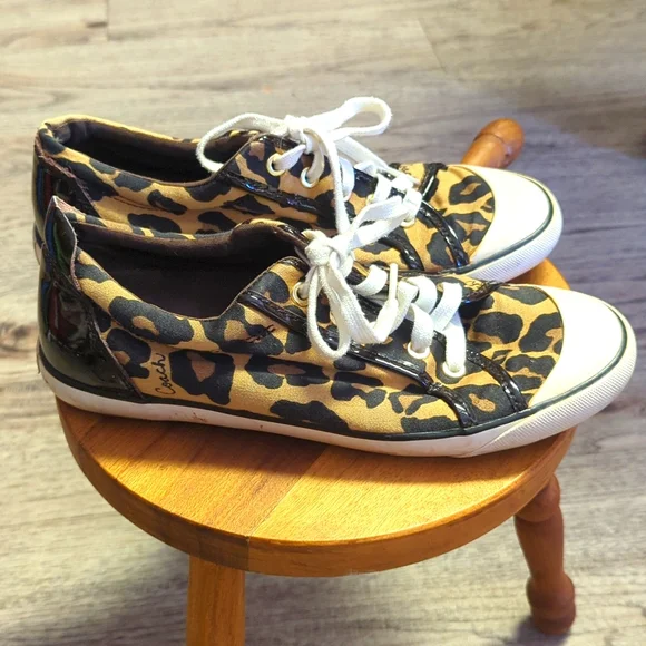 Coach Shoes Coach Signature Barrett Animal Print Sneakers Size